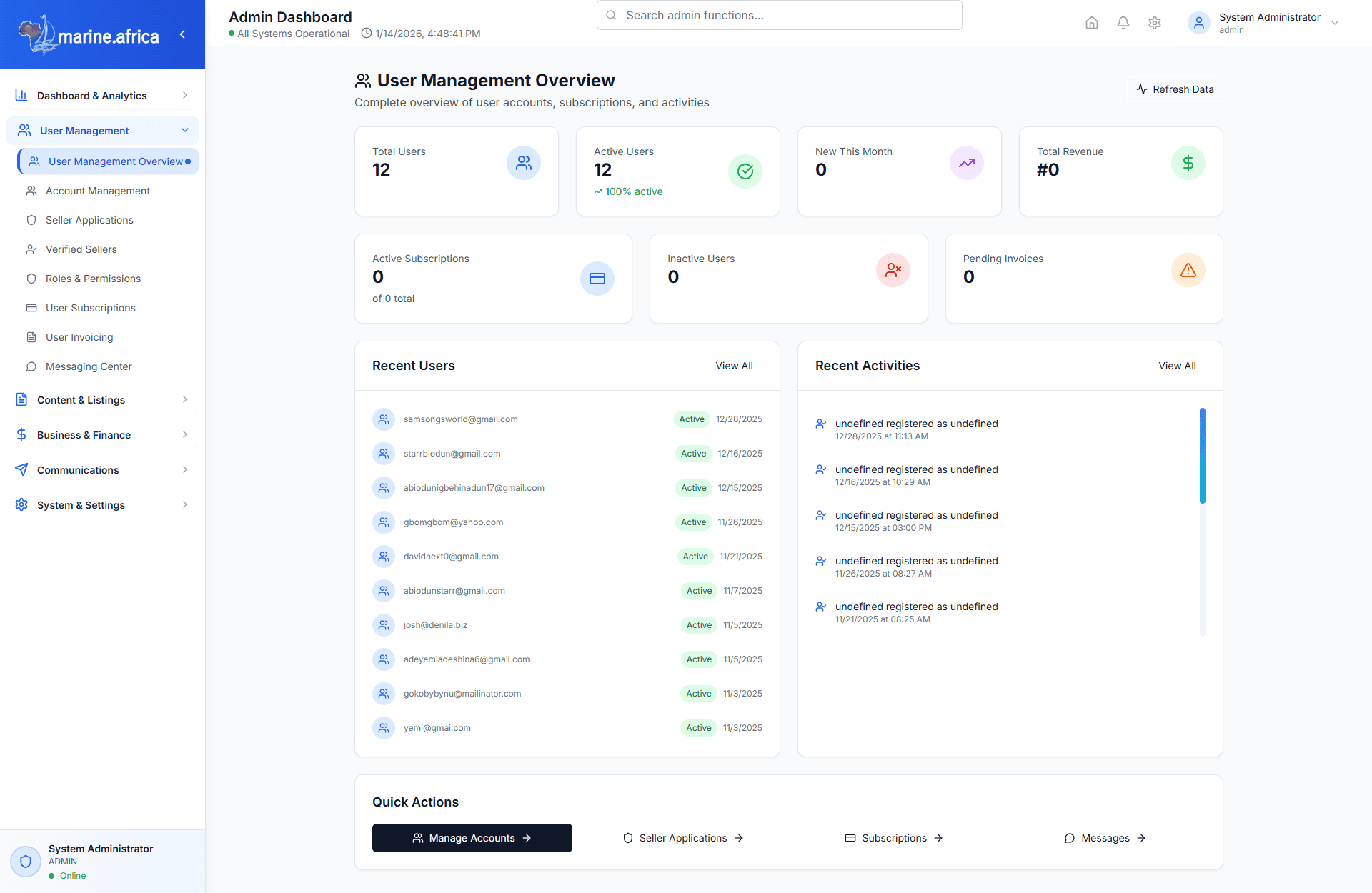 Marine Admin Dashboard