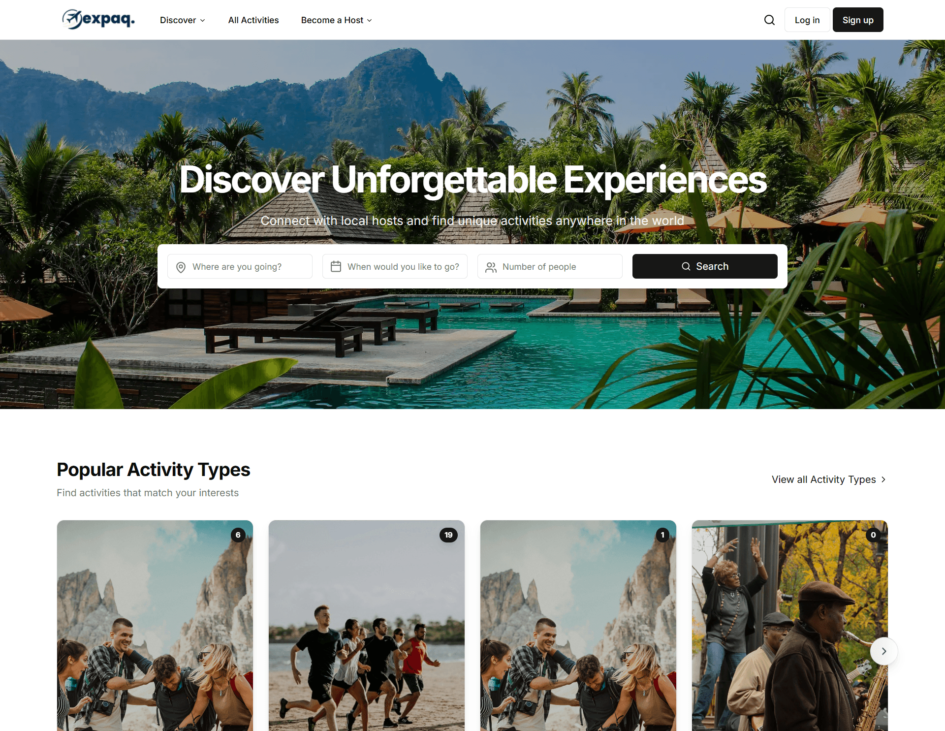 Expaq homepage screenshot
