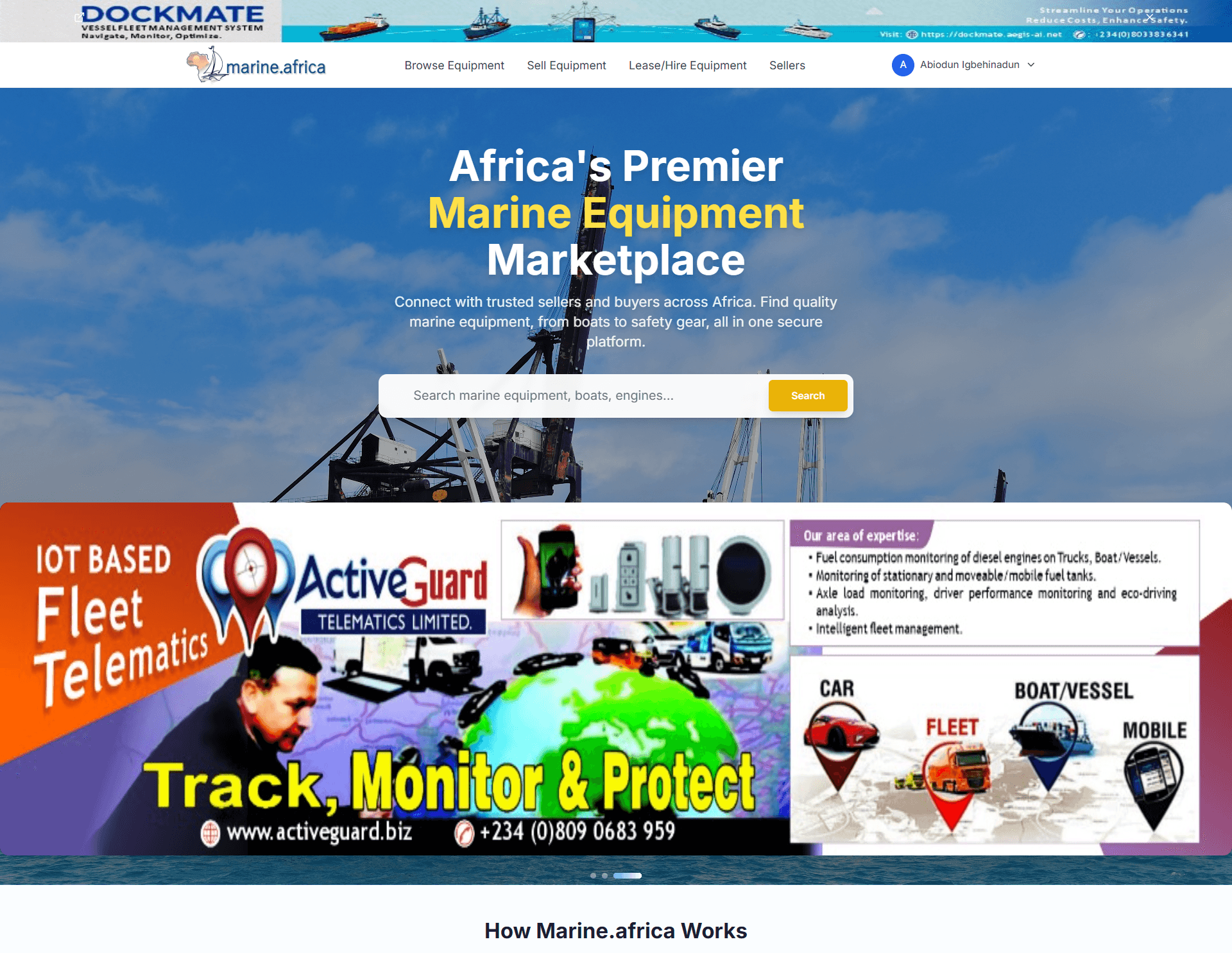 Marineng Platform homepage screenshot
